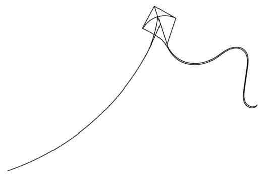 Artistic outline kite continuous one line sketch vector