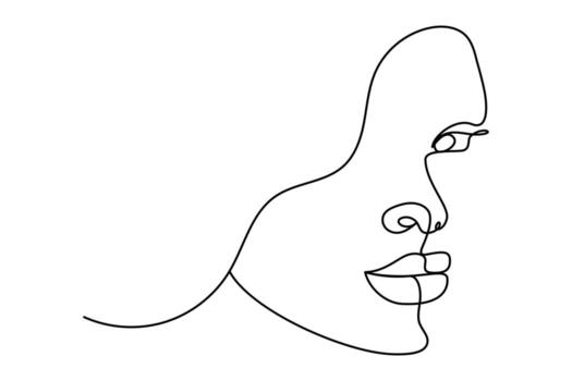 Lips continuous one line drawing in minimalist outline style vector