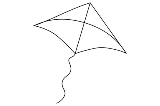 Simple kite line art in continuous minimal style vector