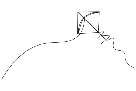 minimalista diseño de cometa utilizando soltero línea Arte vector