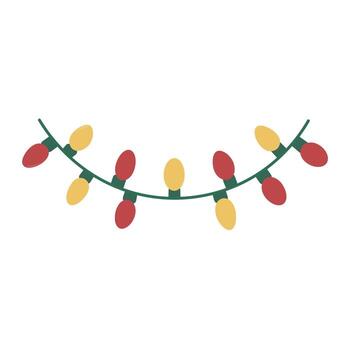 Decorative string of holiday lights in red and yellow vector