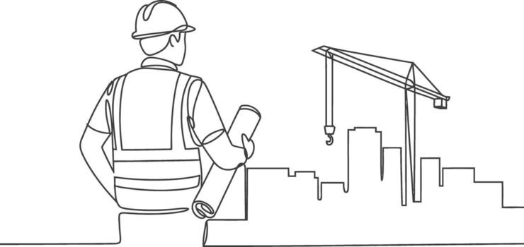 Construction engineer building architecture crane project development vector