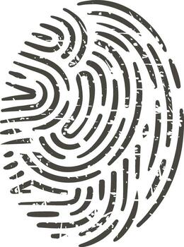 Grungy fingerprint symbol representing personal identity and security vector