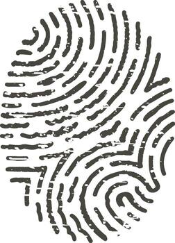 Distressed fingerprint pattern representing identity and security concept vector