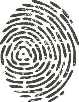 Fingerprint icon with grunge texture representing identity security vector