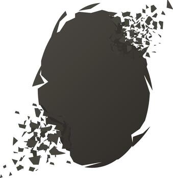 Dark abstract sphere breaking into many fragments vector