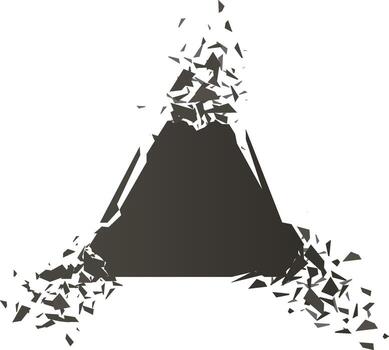 Triangle shape exploding into small fragments vector