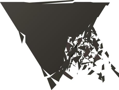 Dark grey triangle shape fragmenting into many pieces vector