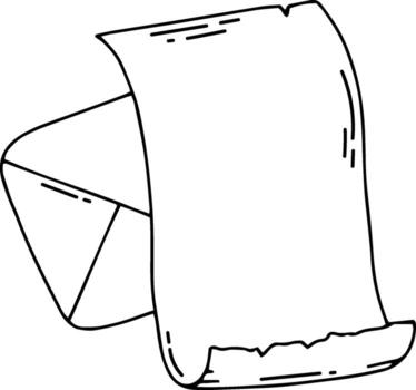 Unfurling scroll parchment and envelope message communication vector