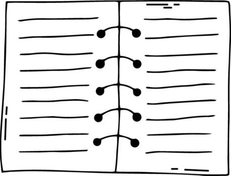 Open notebook with blank lined pages concept vector