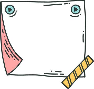 Sticky note paper with play button reminding about vector