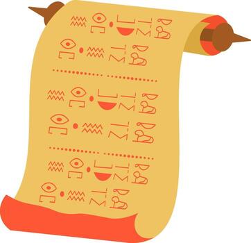 Egyptian papyrus scroll displaying ancient hieroglyphs art vector