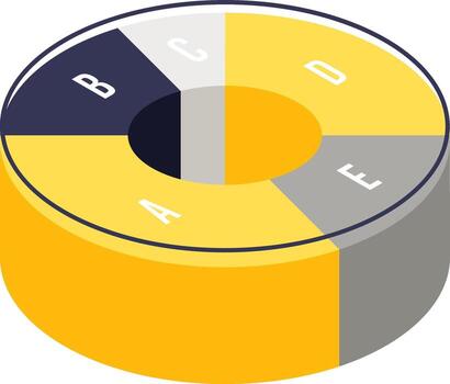 Isometric donut chart representing business data analysis vector