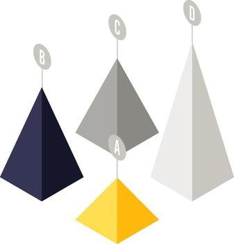 Pyramid chart presenting data with four options vector
