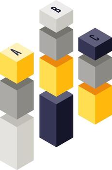 Isometric blocks stacking data infographic steps vector