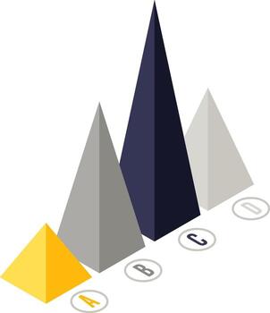 Isometric pyramid chart showing business data visualization growth vector