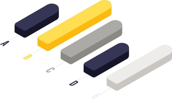 isométrica bar grafico visualizante datos y Estadísticas infografía vector