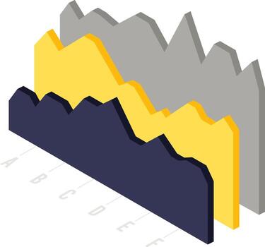 Isometric area chart showing data analytics and business trend vector