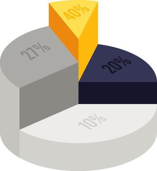 3D pie chart showing business data analysis and percentage vector