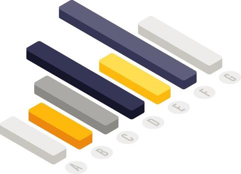 Bar chart isometric data displaying information and statistics vector