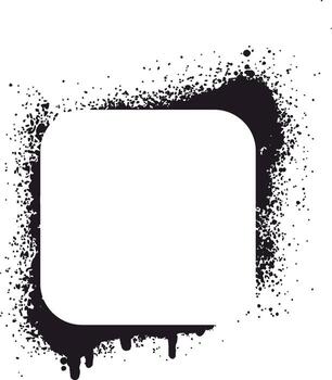 Grungy black ink splatter frame with rounded corners vector