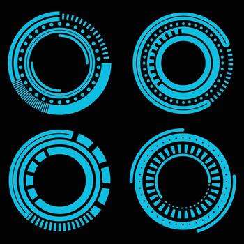 Set of abstract futuristic technology round frames vector