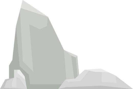 Gray angular rock formation minimal cartoon vector