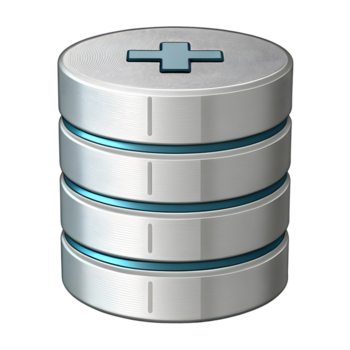 prata empilhado base de dados ícone com azul acentos isolado em transparente fundo png