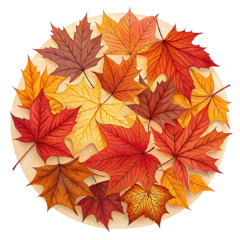 autunno acero le foglie disposte nel un&#39; circolare modello isolato su trasparente sfondo png
