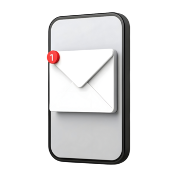 realistico 3d rendere di un' smartphone visualizzazione un Non letto e-mail notifica isolato su trasparente sfondo png