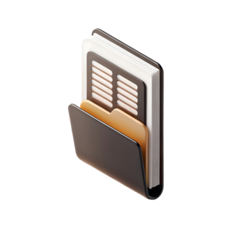 isométrico Visão do a aberto Arquivo pasta com documentos dentro isolado em transparente fundo png