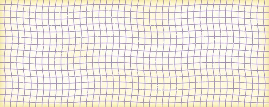 Groovy Paper Notebook background. Grid texture. Distorted pattern in style of 60s, 80s, 70s. Hand drawn Empty notebook sheet for banner. illustration for poster, cards, school, education design vector