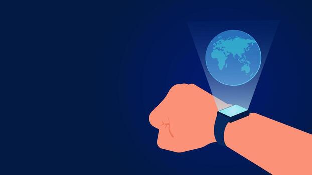 This flat design style illustration represents the power of modern technology to unite the world through small, smart, and versatile devices. vector