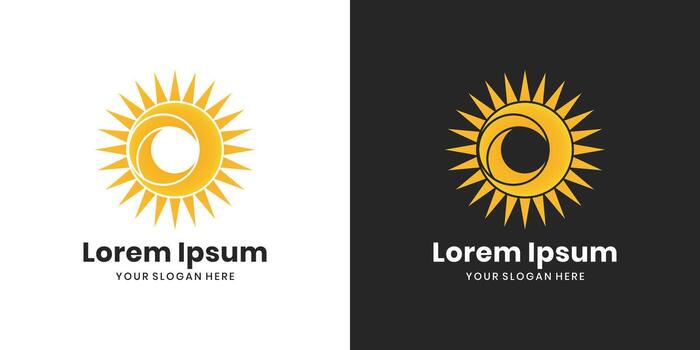 Sun logo design with rays and circular shape for energy, nature vector