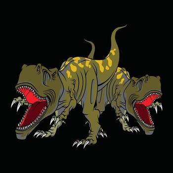 Illustration of a dinosaur design with an open mouth of ferocity vector