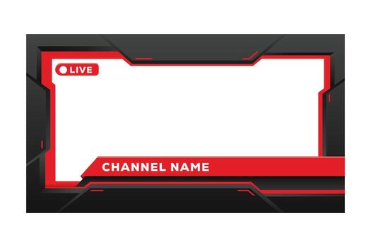 A red and black streaming overlay with a channel name banner, a modern and futuristic design that is perfect for gamers and streamers vector