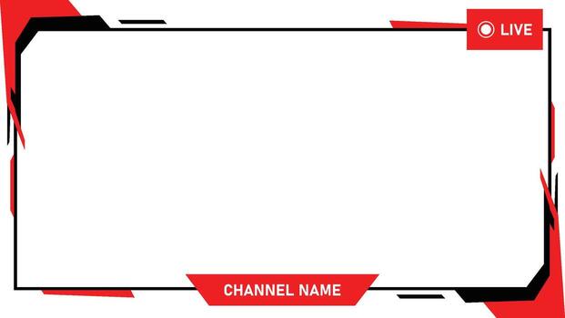 A modern and futuristic red and black streaming overlay with a channel name banner vector