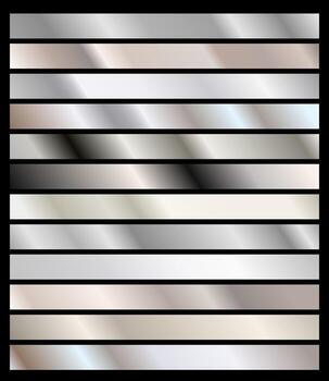 silver gradients background, silver texture set. metallic color palette template..Silver foil texture background set. vector