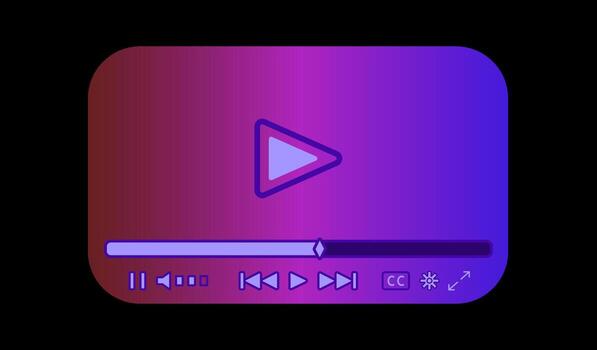 Creative gradient media player with elegant layout and stylish icons. Ideal for web designers, mobile apps, multimedia platforms, movie services, UI kits vector