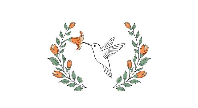 elegante colibrí ilustración con floral elementos y un agraciado diseño, Perfecto para varios artístico proyectos y decorativo aplicaciones vector