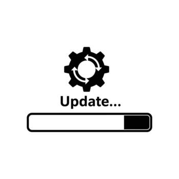 Updating Software Gear with Arrows and Loading Bar Graphic vector