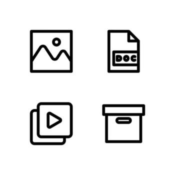 contenido archivo contorno íconos para interfaz diseño vector