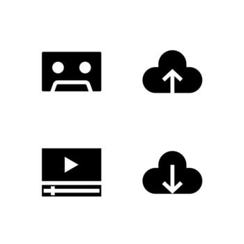 Media Cloud Solid Icon Set for Web and App Interface vector
