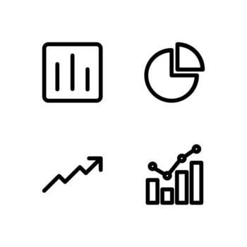 analítica grafico contorno íconos colección para tablero vector