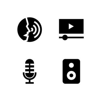 Audio Voice Solid Icon Set for Web and App Interface vector