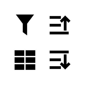 Table Control Solid Icons Collection for Dashboard vector