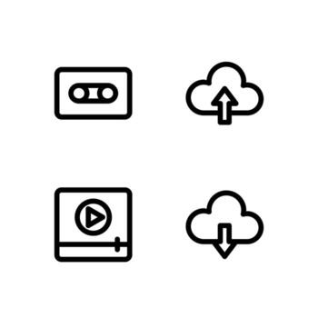 Media Cloud Line Icon Set for Web and App Interface vector