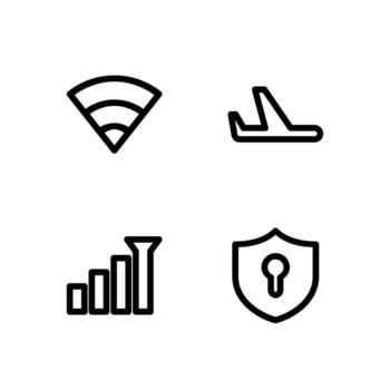 inalámbrico señal contorno íconos colección para tablero vector