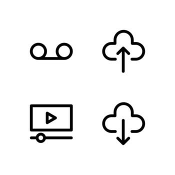 almacenamiento jugador contorno íconos para interfaz diseño vector