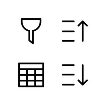 Table Control Outline Icons Collection for Dashboard vector